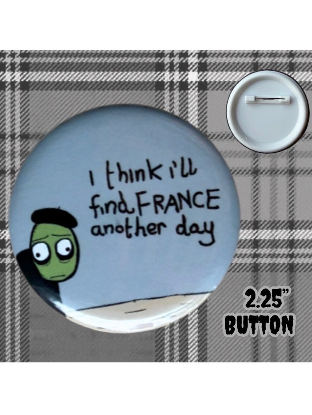 Salad Fingers France 2.25" Handmade Button